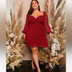 Red lantern sleeve dress